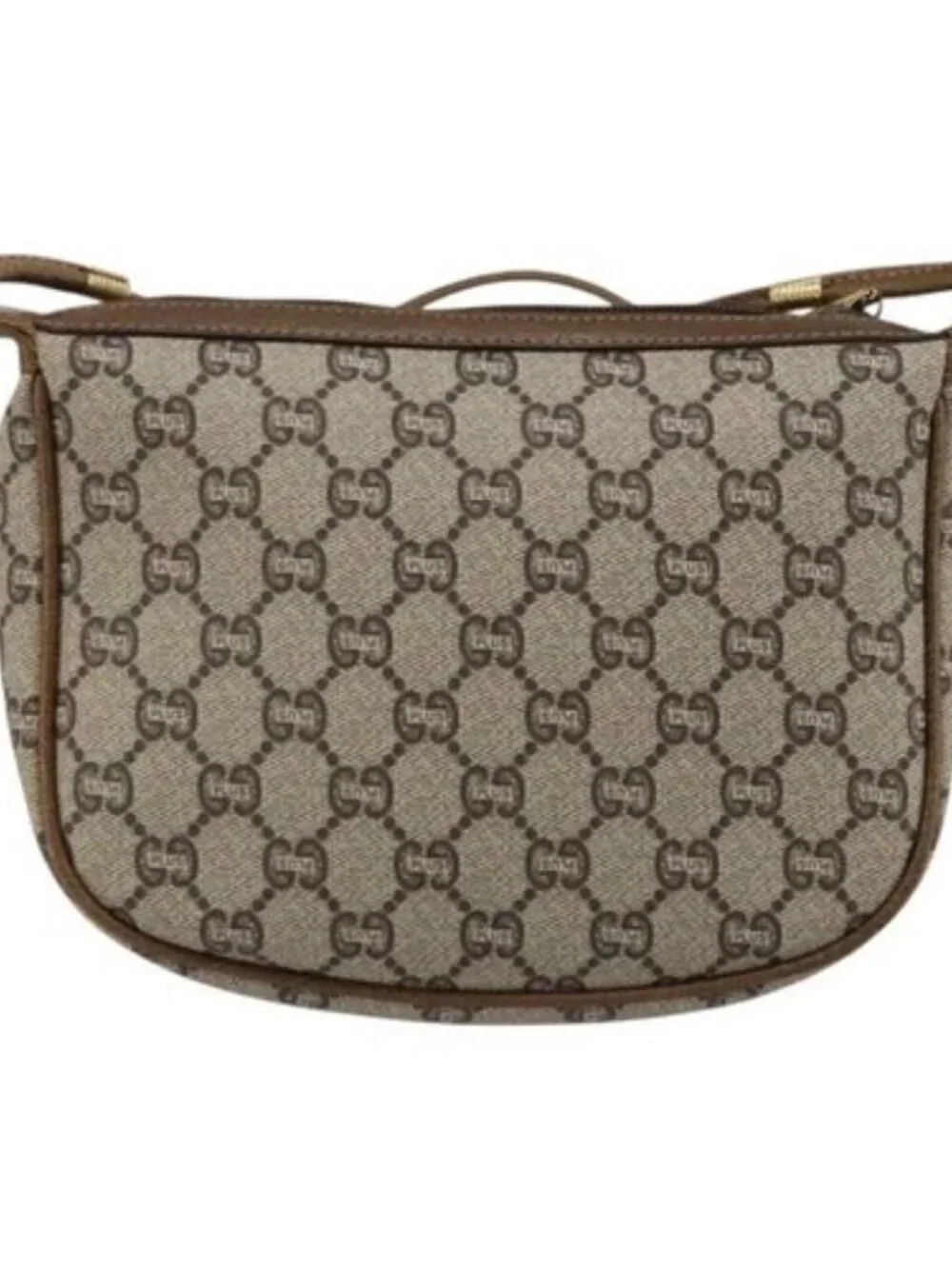 GUCCI GG Plus Supreme Shoulder Bag PVC Beige Gold Auth ka3460